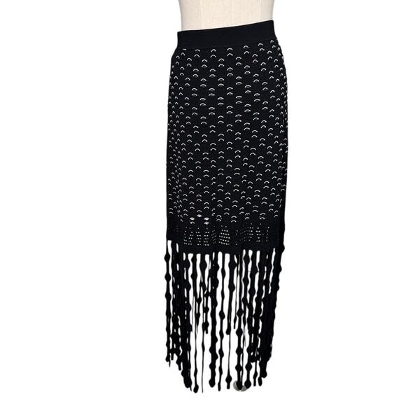 Jonathan Simkhai Filippa Lattice Fringed Skirt stretch black white size small S - Picture 7 of 10